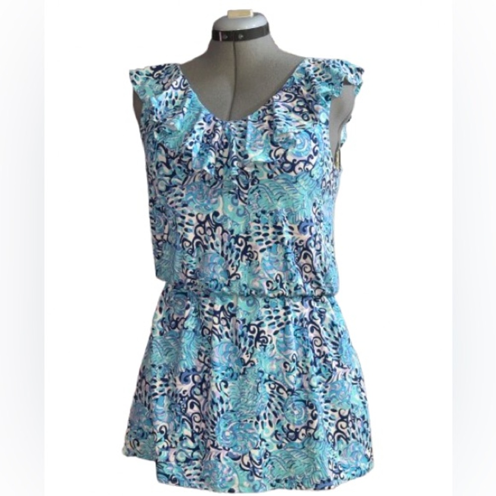 Lilly Pulitzer Alessa romper light Aqua Spritz Wmns Sz Lg